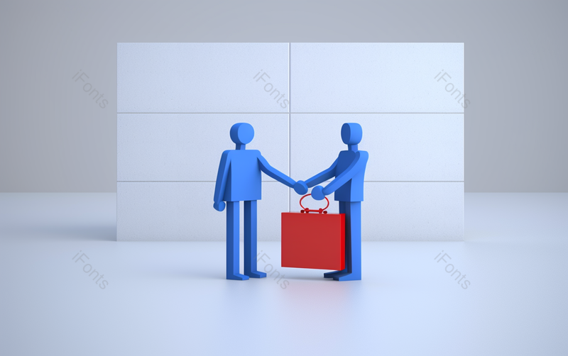 蓝色的商务握手卡通人物素材,高清,摄影图,摄影图片,图片大全,摄影图免费下载